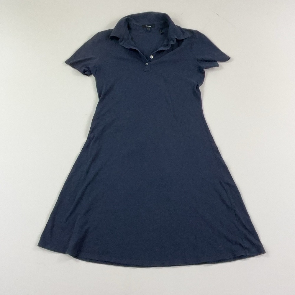 Theory Dress Womens Small Blue Easy Polo Cotton Collared Short Sleeve Jersey